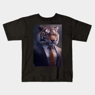 Adorable Tiger Wearing a Suit: Cute Wildlife Animals Kids T-Shirt